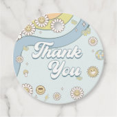 Young Wild Three Retro Rainbow 3rd Birthday Bedankjes Labels (Voorkant)