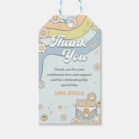 Young Wild Three Retro Rainbow 3rd Birthday Cadeaulabel (Voorkant)