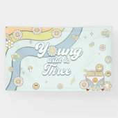 Young Wild Three Retro Rainbow 3rd Birthday Spandoek (Horizontaal)
