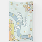 Young Wild Three Retro Rainbow 3rd Birthday Spandoek (Verticaal)