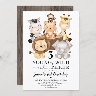 Young Wild & Three Safari Oerwoud 3rd Birthday Kaart