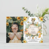 Young Wild & Three Sunflower Woodland Birthday Kaart (Staand voorkant)