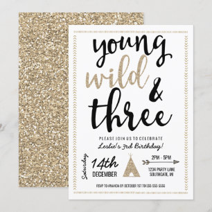 Young Wild & Trois Invitation - Noir & Or