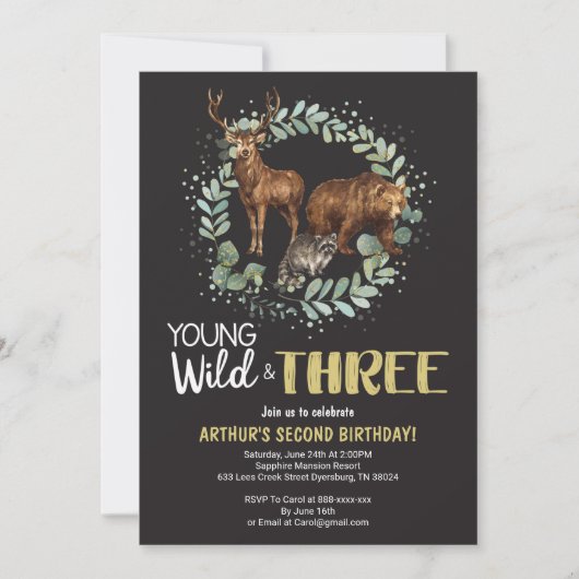 Young Wild Woodland Anniversaire Invitation Garçon (Devant)
