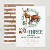 Young Wild Woodland Anniversaire Invitation Garçon (Devant / Derrière)