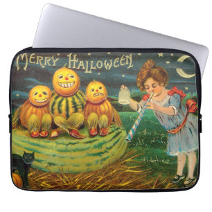 Young Witch's Brew: Pompoen Mannen op Magick Altar Laptop Sleeve