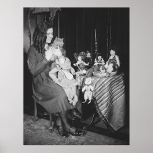 Young Woman, Cat & Dolls, jaren '20 Poster