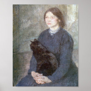 Young Woman Holding a Black Cat - Gwen John Poster