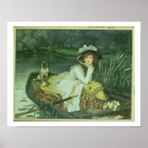 Young Woman in a Boat, Reflections, c.1870 (oil) Poster