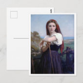 Young Woman Shepherdess, Bouguereau Briefkaart (Voorkant / Achterkant)