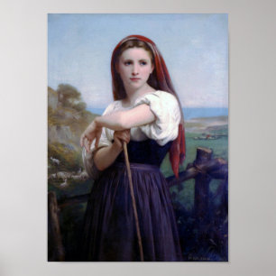 Young Woman Shepherdess, Bouguereau Poster