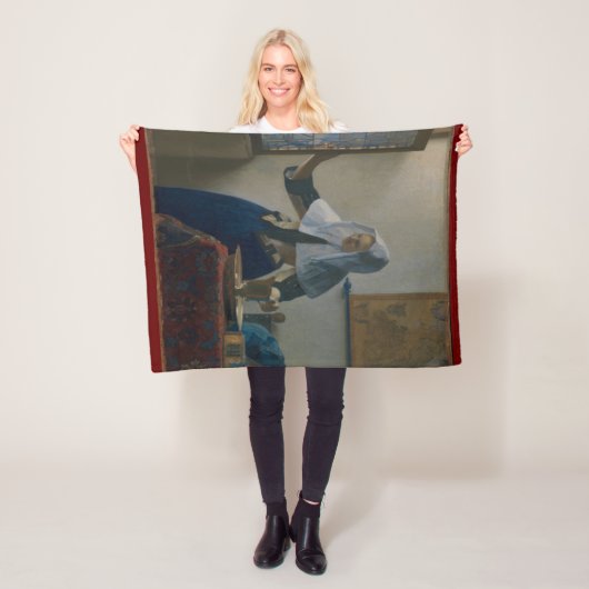 Young Woman Water Pitcher Vermeer Fleece Blanket (In situ)