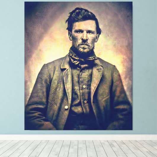 Young Wyatt Earp c. 1870 Canvas Afdruk (Insitu (Houten vloer))