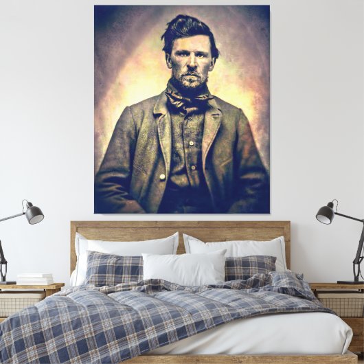 Young Wyatt Earp c. 1870 Canvas Afdruk (Insitu (Slaapkamer))