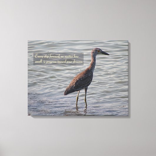 Young Yellow Crowned Heron Inspirerend Quote Canvas Afdruk (Voorkant)