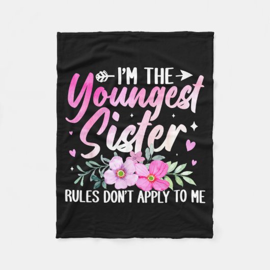 Youngest Sister Tee Rules Don't Apply To Me Funny  Fleece Deken (Voorkant)
