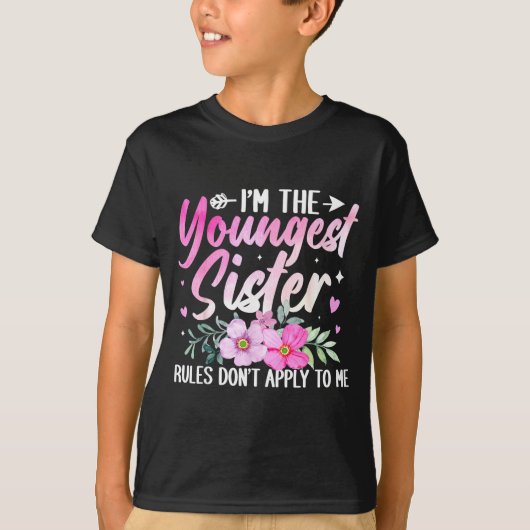 Youngest Sister Tee Rules Don't Apply To Me Funny T-shirt (Voorkant)