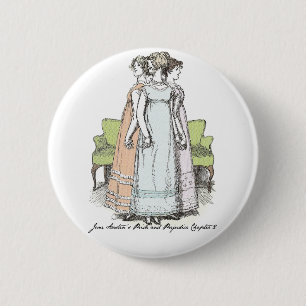 Youngest & Tallest, Jane Austen Pride & Prejudice Ronde Button 5,7 Cm