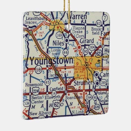 Youngstown Retro Map Keramisch Ornament (Rechts)
