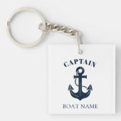 Your Boat Name Anchor Blue Captain Sleutelhanger (Voorkant)