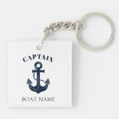 Your Boat Name Anchor Blue Captain Sleutelhanger (Achterkant)
