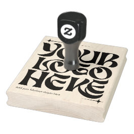 Your Business Logo Custom Groovy Retro Dark Colors Rubberstempel