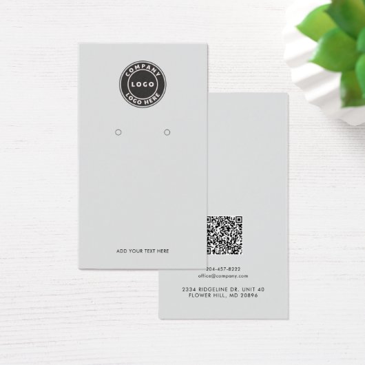 Your Business Logo QR Code Earrings Display Card (Bureau)
