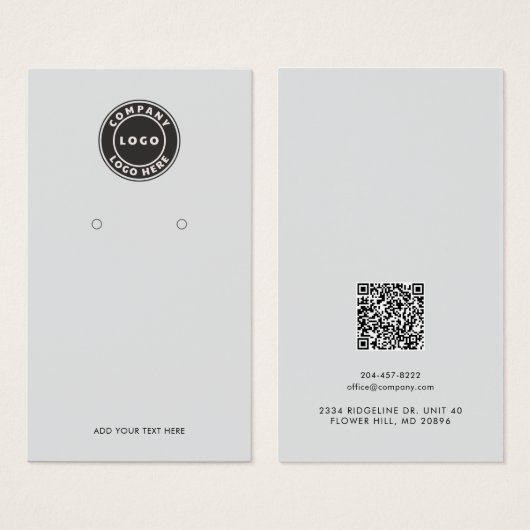 Your Business Logo QR Code Earrings Display Card Visitekaartje (Voorkant /achterkant)