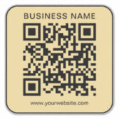Your Business Name Url QR Code Large Black & Gold Sticker (Voorkant)