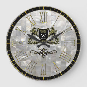 Your Coat of Arms Monogram Mother of Pearl Grote Klok