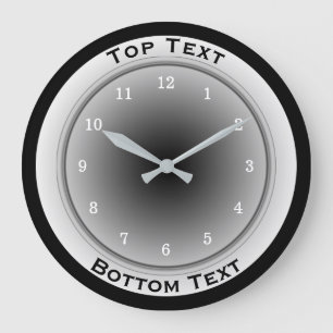 Your Custom Text Black White and Silver Gray Grote Klok