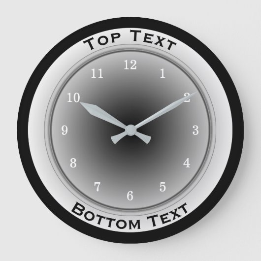 Your Custom Text Black White and Silver Gray Grote Klok (Voorkant)