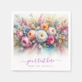 Your Custom Text Calligraphy Script Floral Wedding Servet (Voorkant)