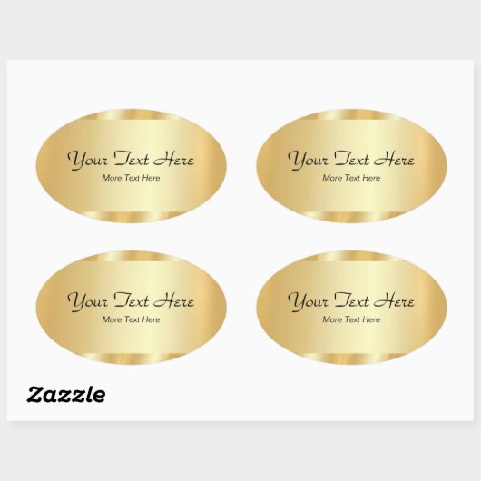 Your Custom Text Elegant Script Template Gold Ovale Sticker (Vel)