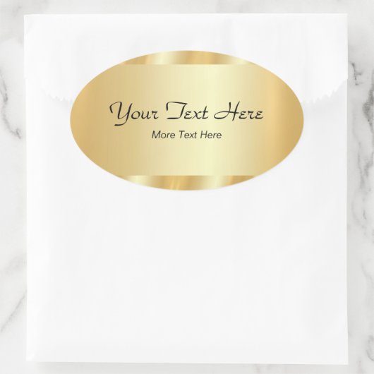 Your Custom Text Elegant Script Template Gold Ovale Sticker (Tas)