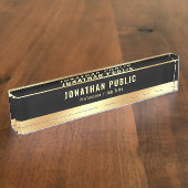 Your Custom Text Elegant Template Black And Gold Naambordje (Zijkant)