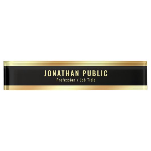 Your Custom Text Elegant Template Black And Gold Naambordje (Voorkant)