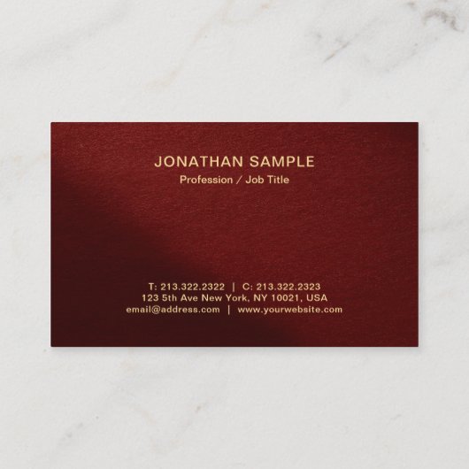 Your Custom Text Modern Elegant Professional Gold Visitekaartje (Achterkant)