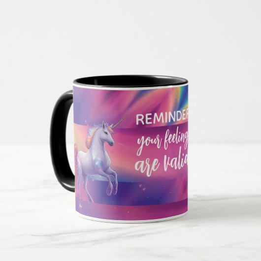Your Feelings Are Valid Rainbow Tie Dye Unicorn Mok (Voorkant links)