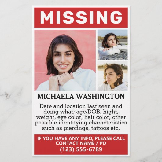 YOUR Foto & Text "MISSING" flyers (Voorkant)