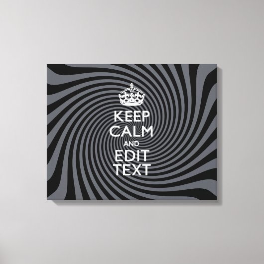 Your Keep Calm Text on Black Swirl Canvas Afdruk (Voorkant)