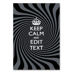 Your Keep Calm Text on Black Swirl Kaart
