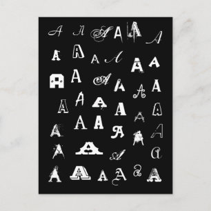 Your Letter. Custom Monograms. Black and white. Briefkaart