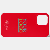 Your Logo/Art/Photo, White Script Name, Red Case-Mate iPhone Case (Achterkant (horizontaal))