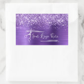 Your Logo Glittery Amethyst Glam Rechthoekige Sticker (Tas)
