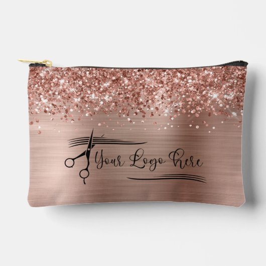 Your Logo Glittery Rose Gold Glam Etui (Voorkant)