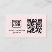Your Logo Here Simple Modern Pink Website QR Code Visitekaartje (Voorkant)