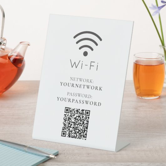 Your Logo Minimalist White Wi-Fi QR Code Reclamebord Met Voetstuk (Insitu)