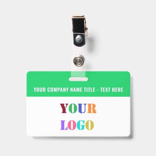 Your Logo or Photo Name Business Badge Example (Avant avec clip)