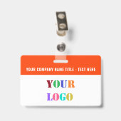 Your Logo or Photo Name Business Badge Example (Arrière avec clip)